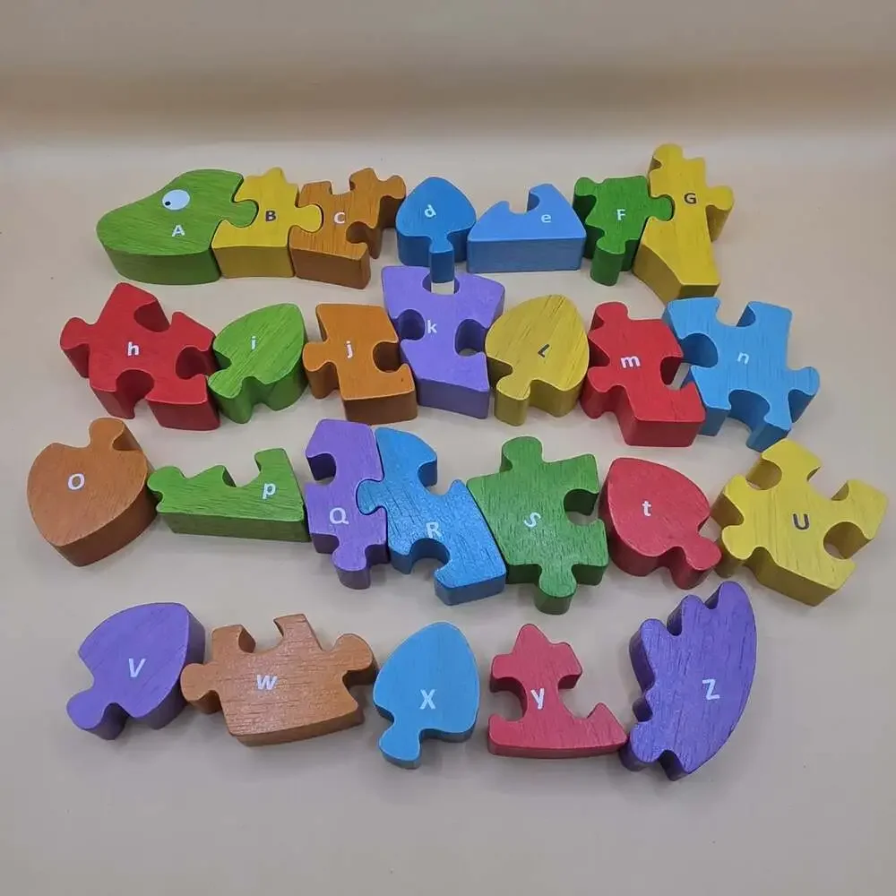 Dinosaur A to Z Alphabet Chunky Wooden Puzzle Uppercase & Lowercase Letters